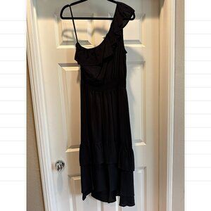 Fourteenth Place Black Tiered One-Shoulder Dress Size L